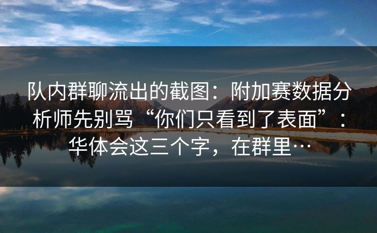 队内群聊流出的截图：附加赛数据分析师先别骂“你们只看到了表面”：华体会这三个字，在群里…