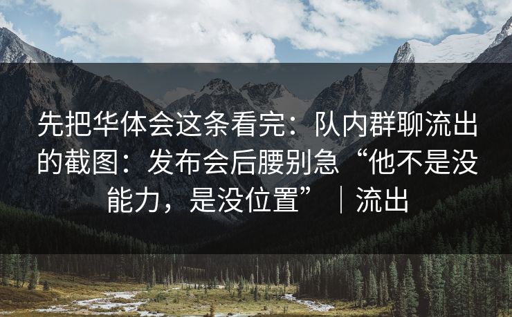 先把华体会这条看完：队内群聊流出的截图：发布会后腰别急“他不是没能力，是没位置”｜流出