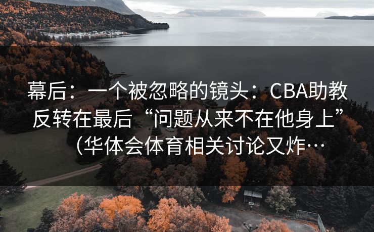 幕后：一个被忽略的镜头：CBA助教反转在最后“问题从来不在他身上”（华体会体育相关讨论又炸…
